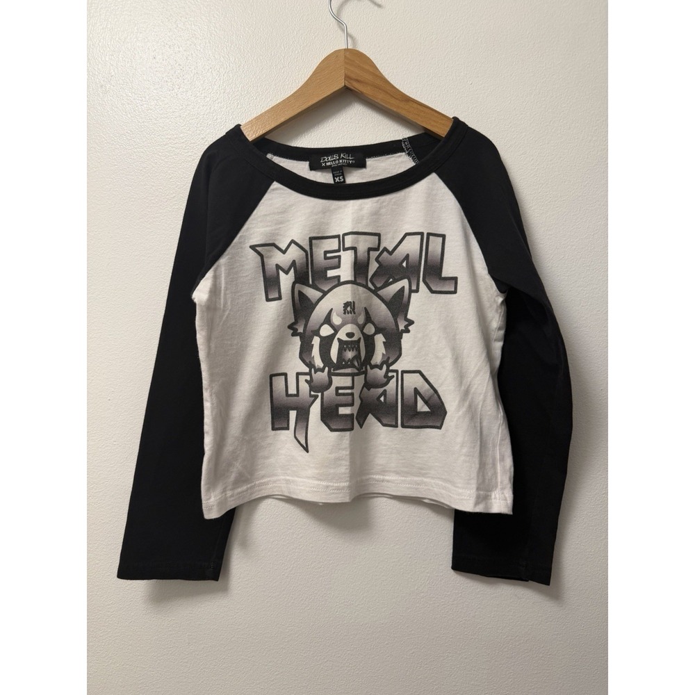 Dolls Kill x Hello Kitty Metal Head Baseball Tee Shirt Limited Women's XS